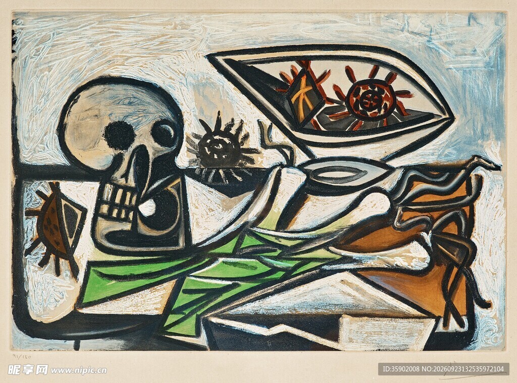 抽象骷髅艺术版画