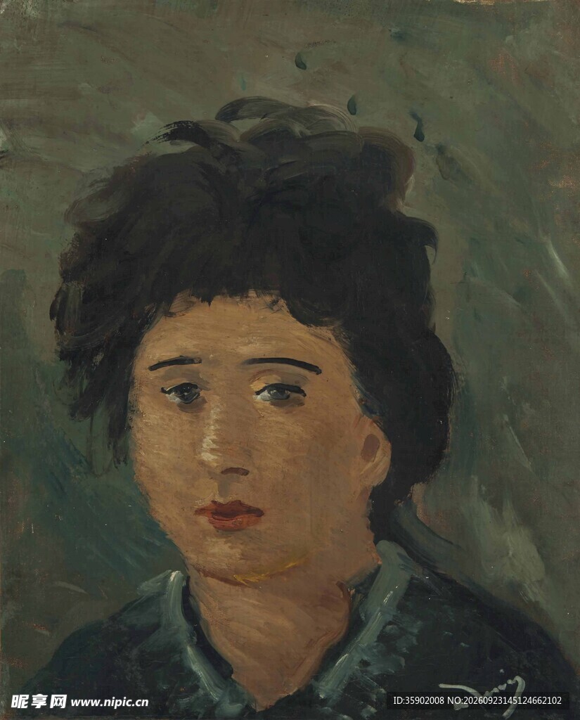 复古女性肖像油画