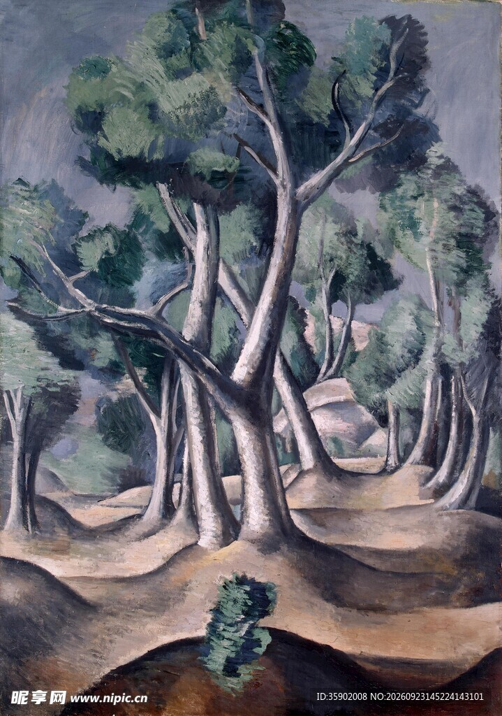林间风景油画