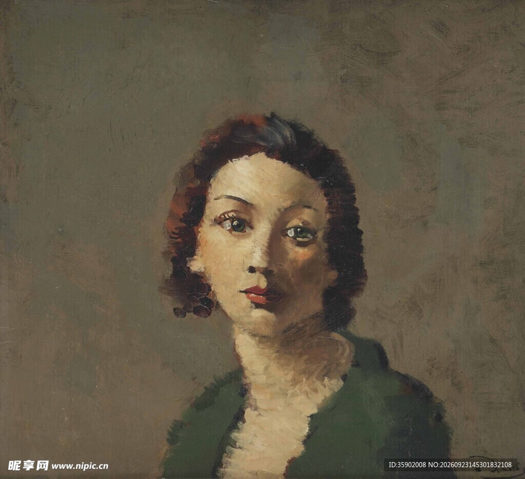 复古女性肖像油画