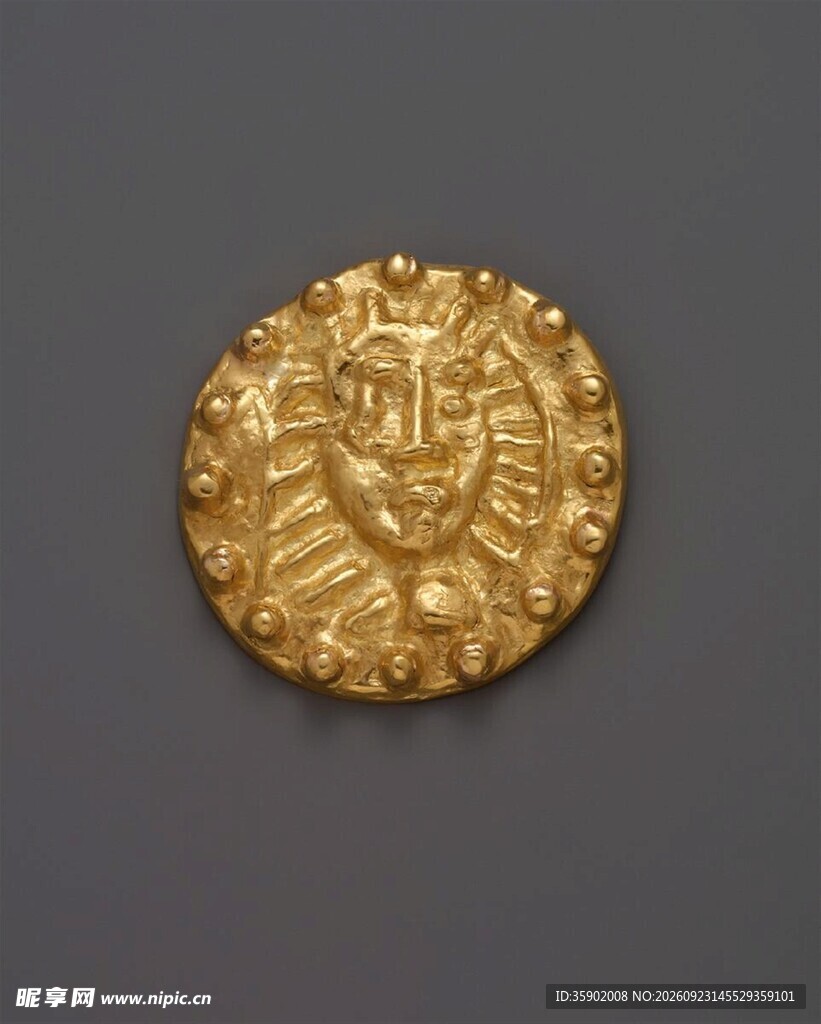 古代人面纹金饰