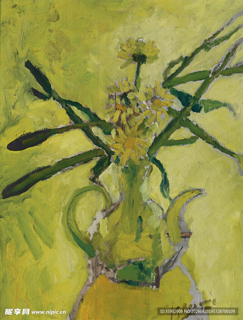 瓶花静物手绘油画