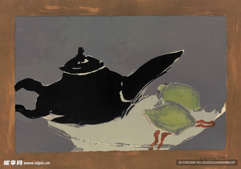 国风茶事静物插画