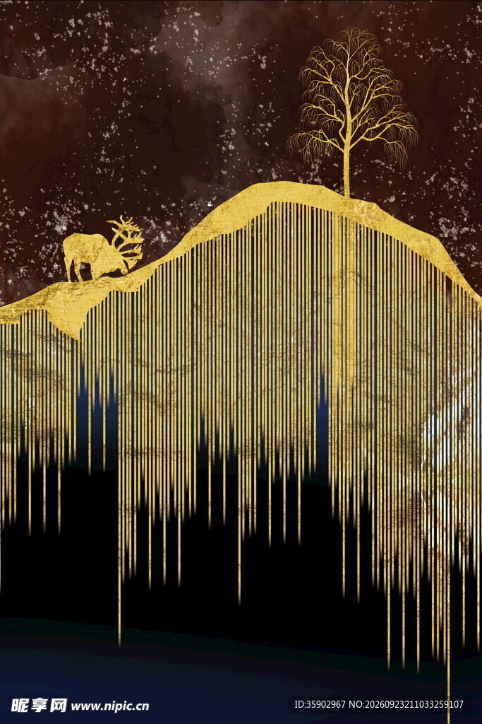 鎏金抽象山水装饰画