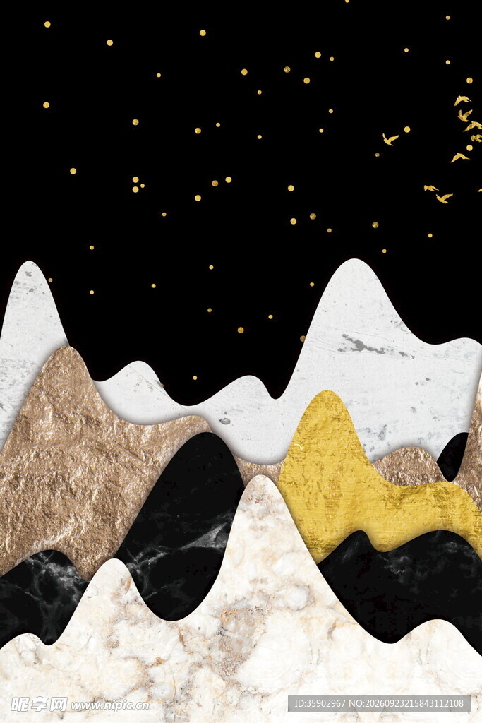 星夜抽象山景装饰画