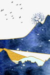 国风冬雪山水插画