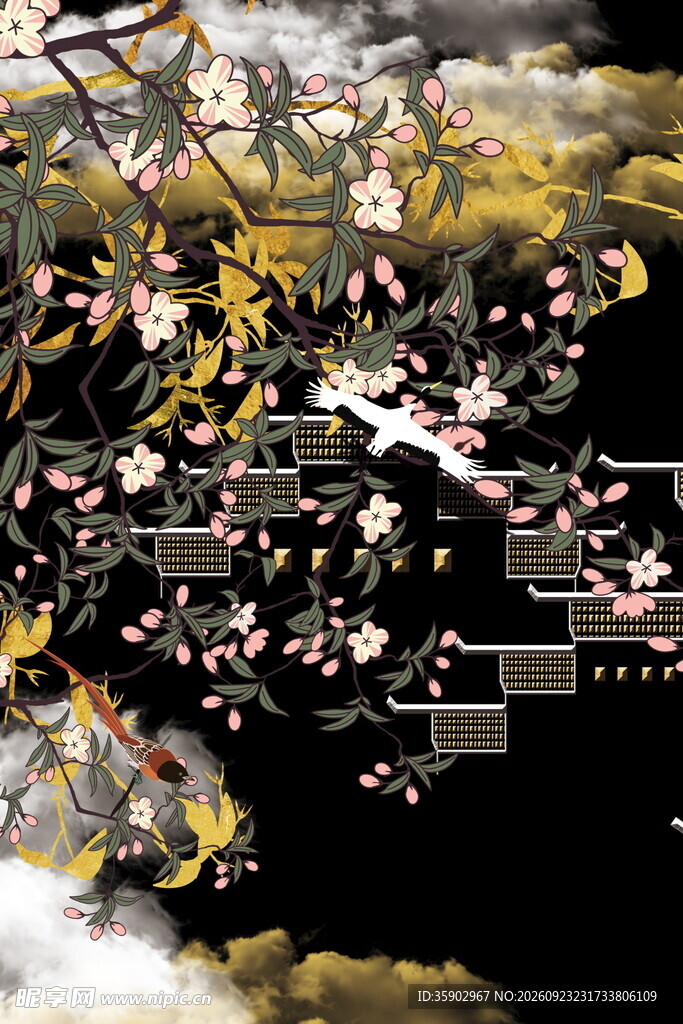 花映古建春日景致