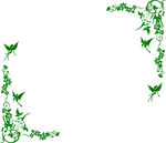 绿色蝴蝶花藤对角边框