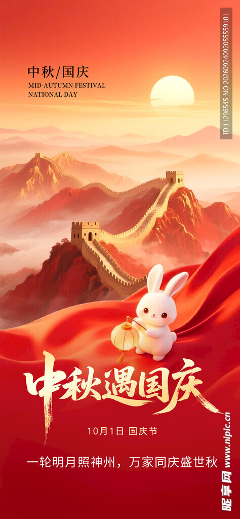 中秋遇国庆主题海报