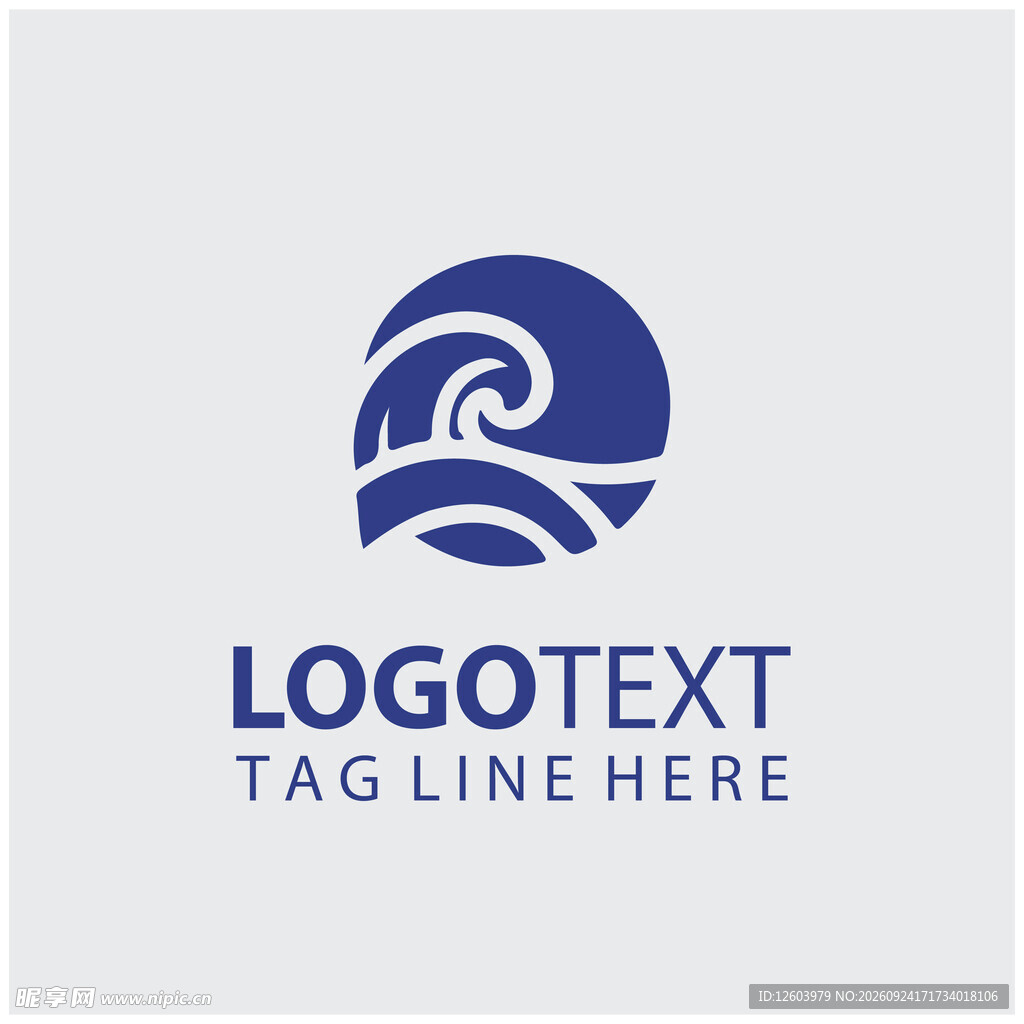 海浪圆形简约蓝色品牌logo