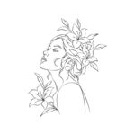 线描花饰少女侧脸
