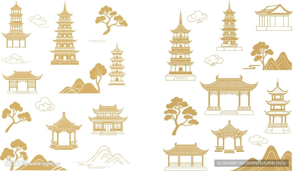 中国风中式传统线条建筑纹理装饰