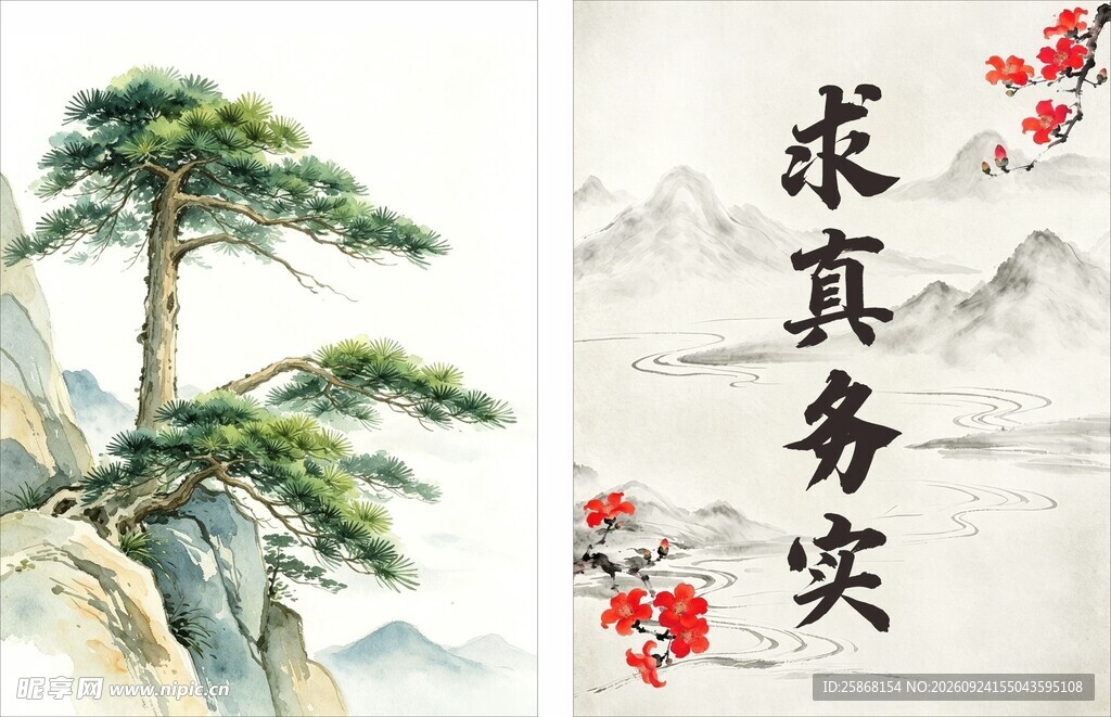 求真务实国风字画