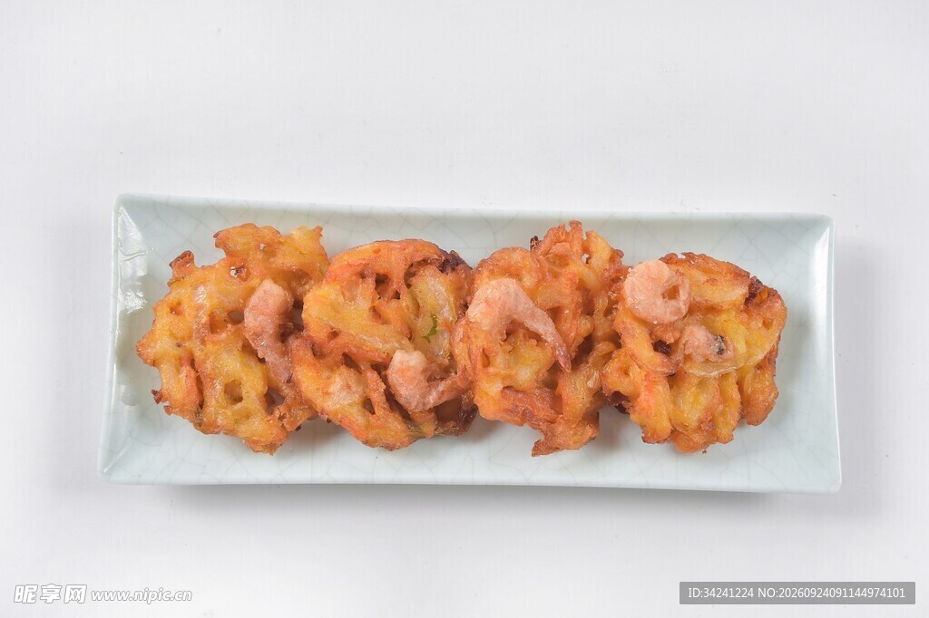 盘装香酥炸虾饼