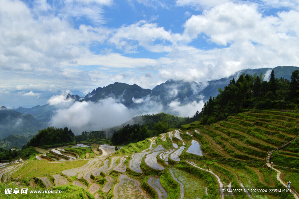 高山梯田田园风光