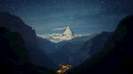 暗夜雪山山谷风光