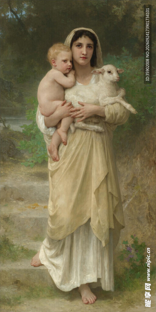 古典母子人物油画