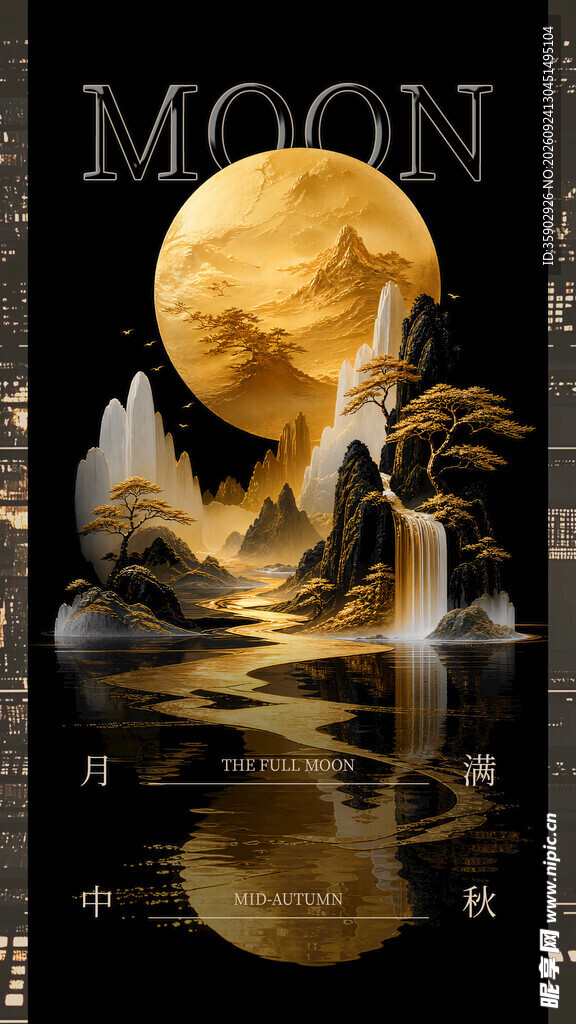 金月山水意境装饰画