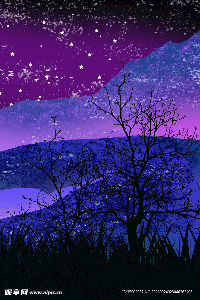紫调星空郊野夜景
