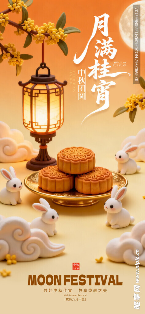 中秋佳节月饼主题海报
