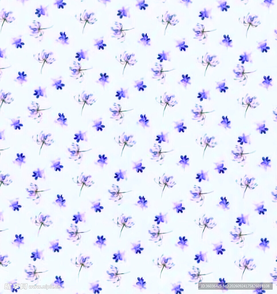 清新蓝紫小花无缝底纹