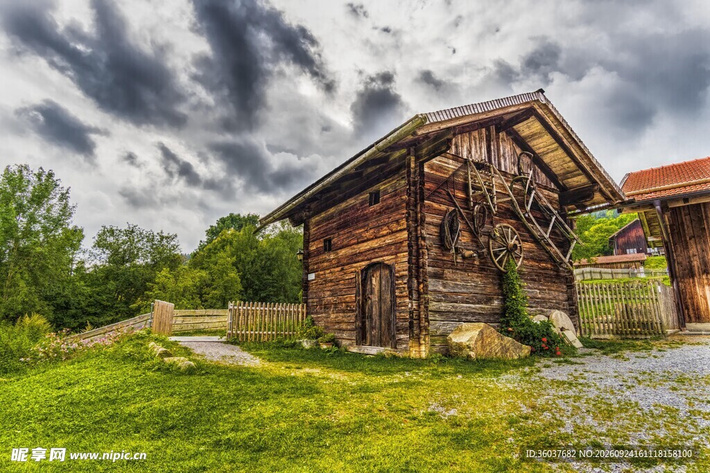 乡村郊野木屋风景