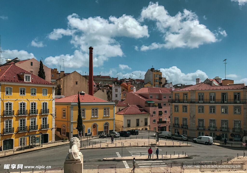 欧式老城晴朗街景