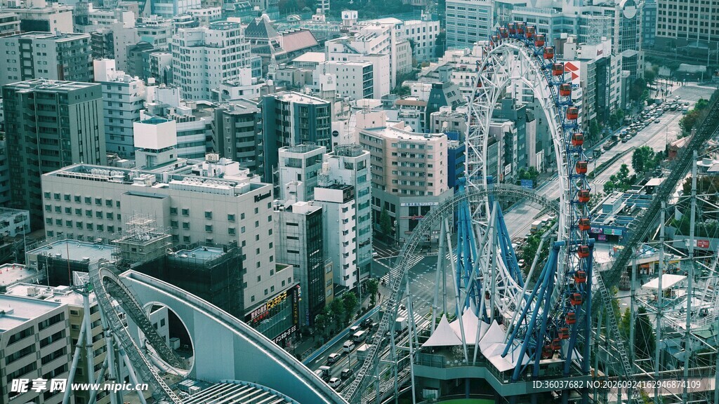 城市摩天轮都市风光
