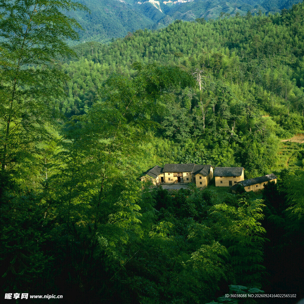 山林深处小屋风光