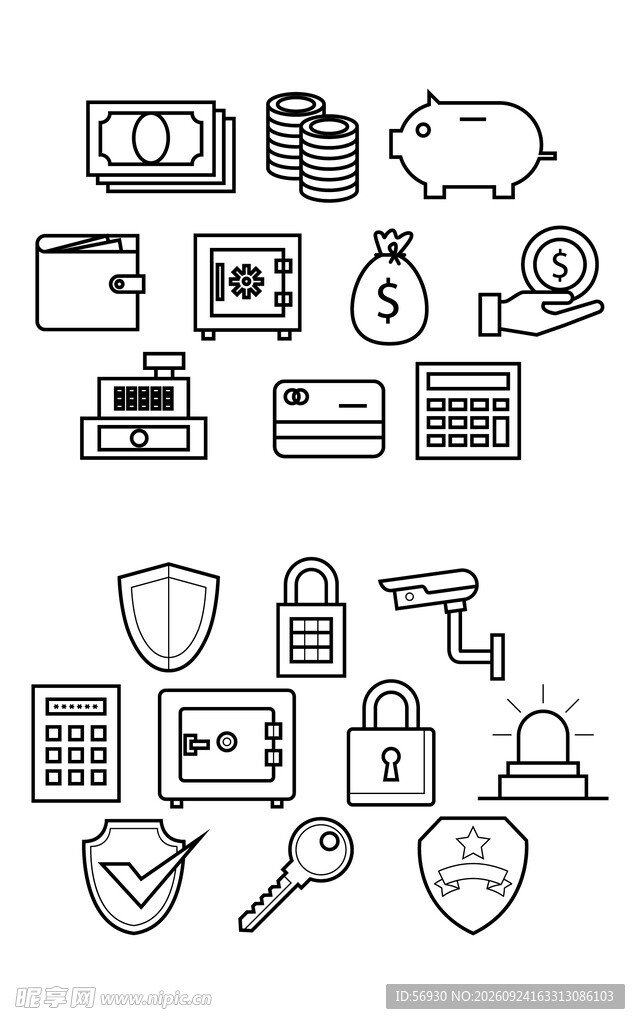 金融理财线条图标