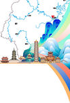 泉州国风文旅地标创意插画