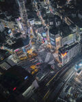 航拍城市路口夜景