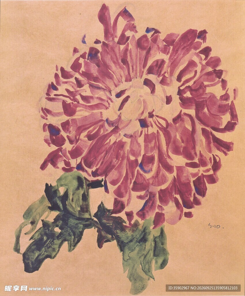 古风紫菊国画小品