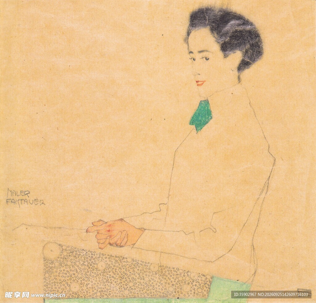 古典仕女品茗工笔画