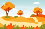 秋日郊野插画