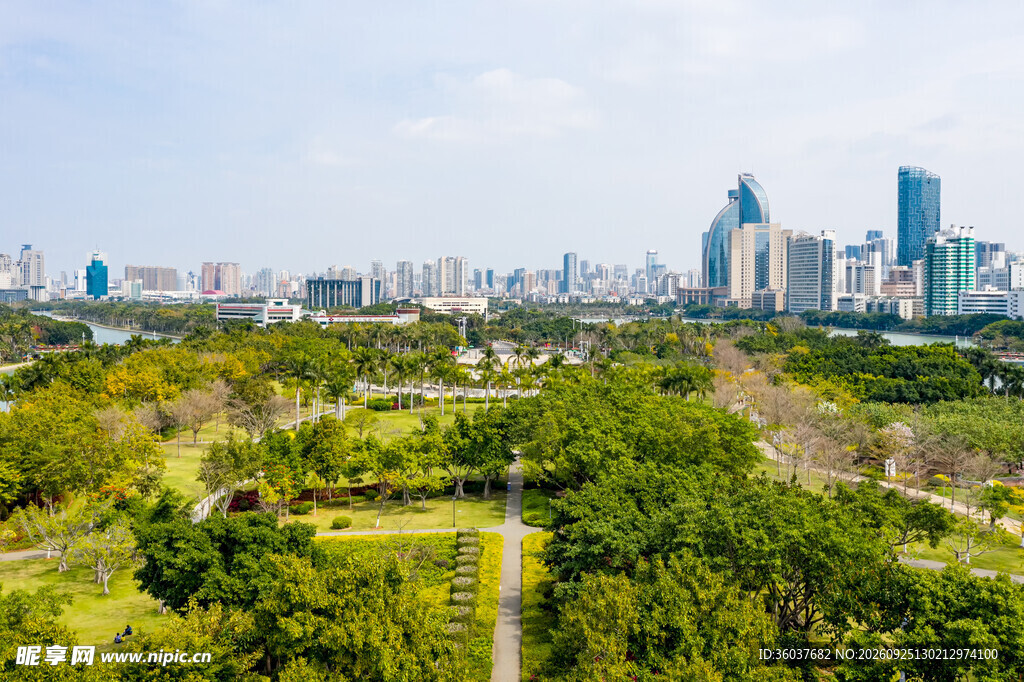 城市公园远眺风光