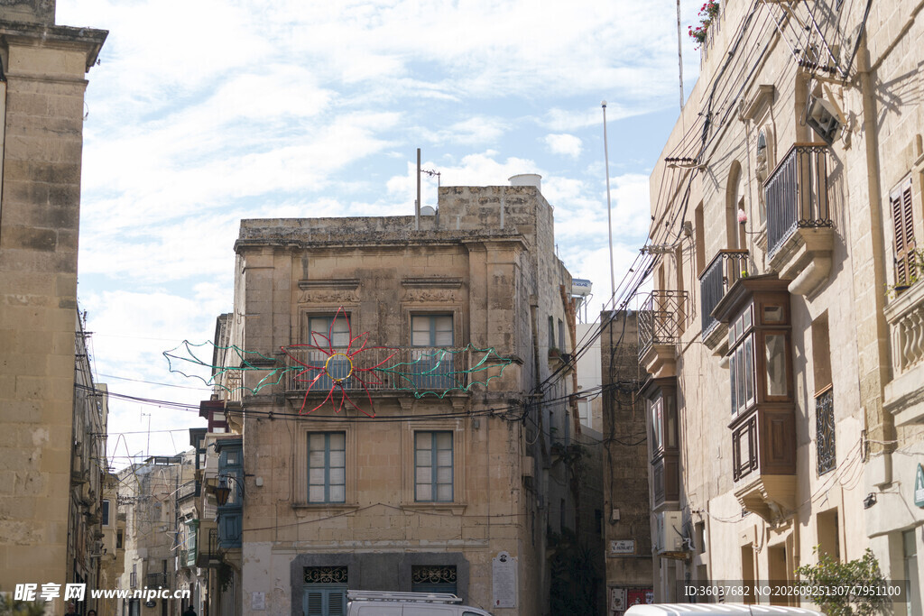 欧式老城街道建筑风光