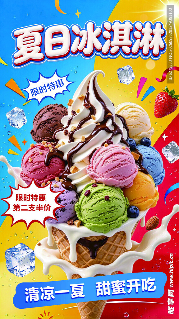夏日冰淇淋宣传海报