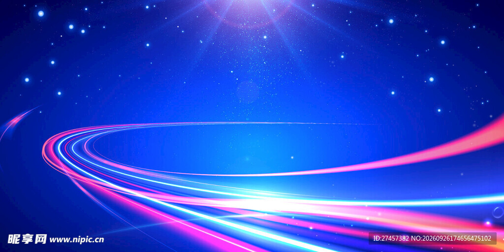 炫彩光轨星空科技背景