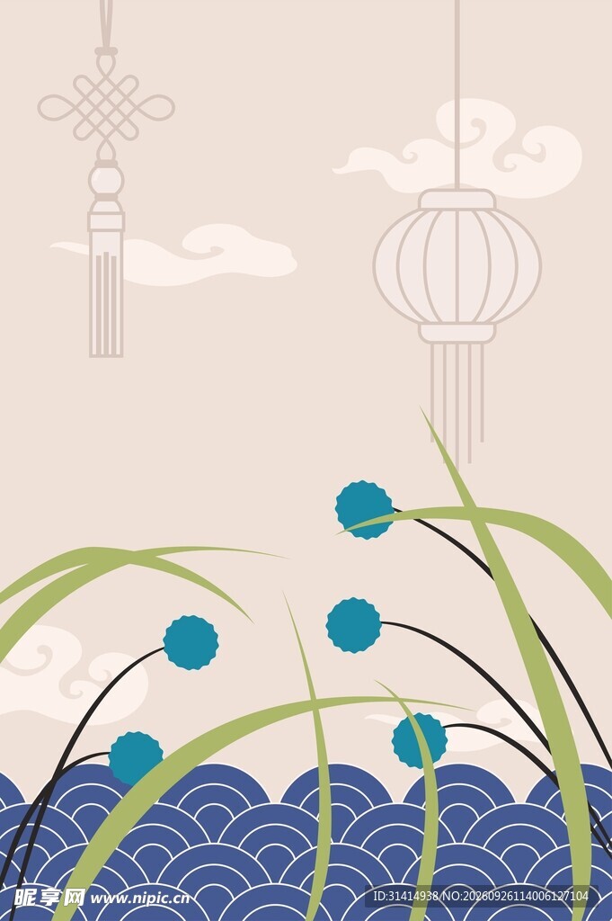 国风花卉背景