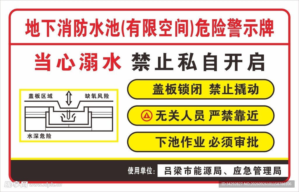 消防水池有限空间警示牌