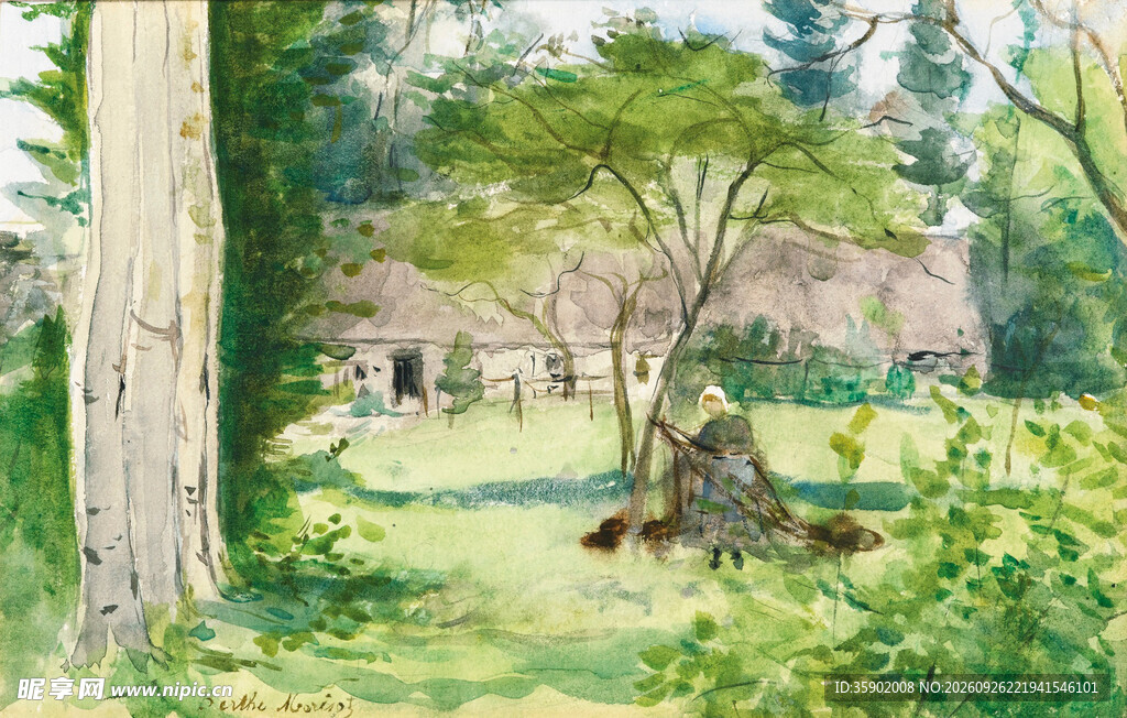 林间乡野水彩风景