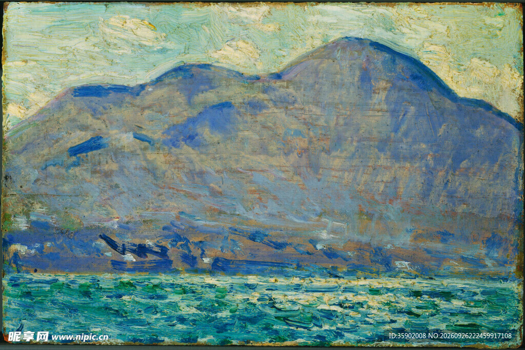 印象派海岸山景油画