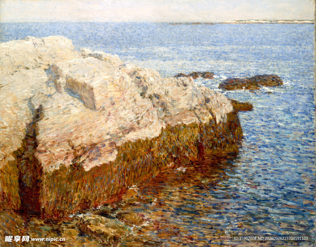 海岸悬崖风景油画