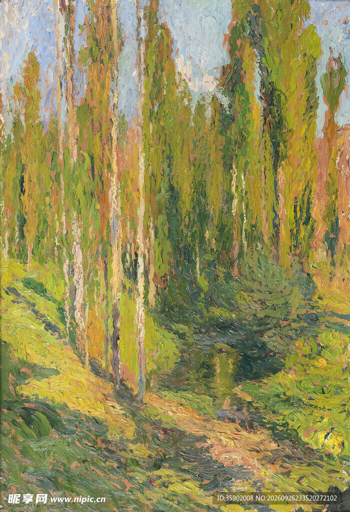 林间风景油画