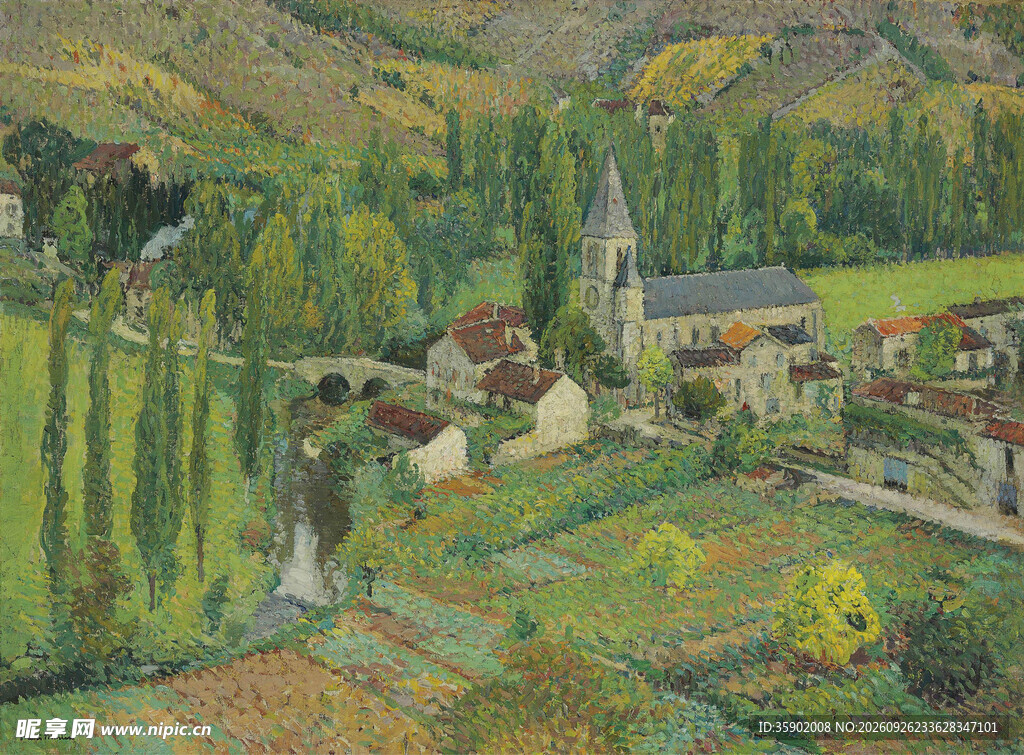 乡村田园风景油画