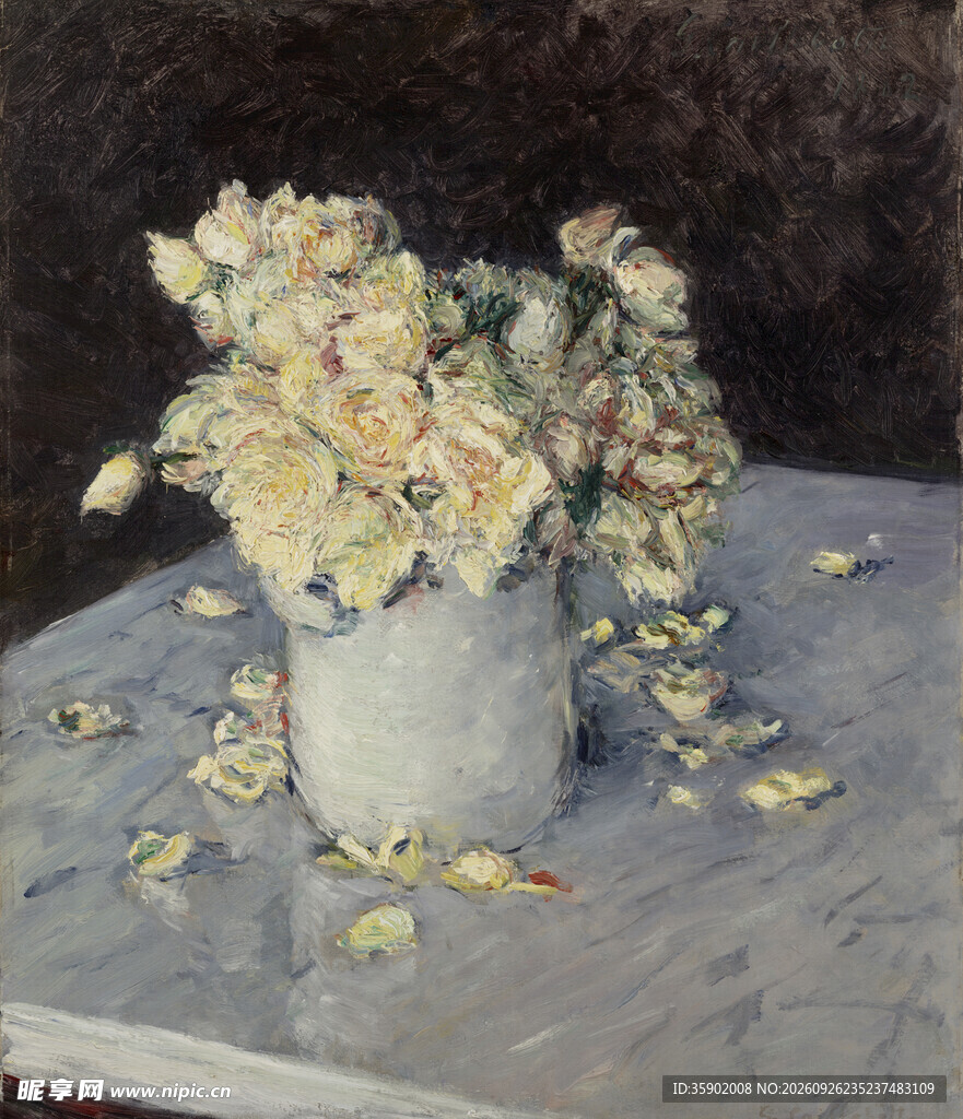 瓶花静物油画