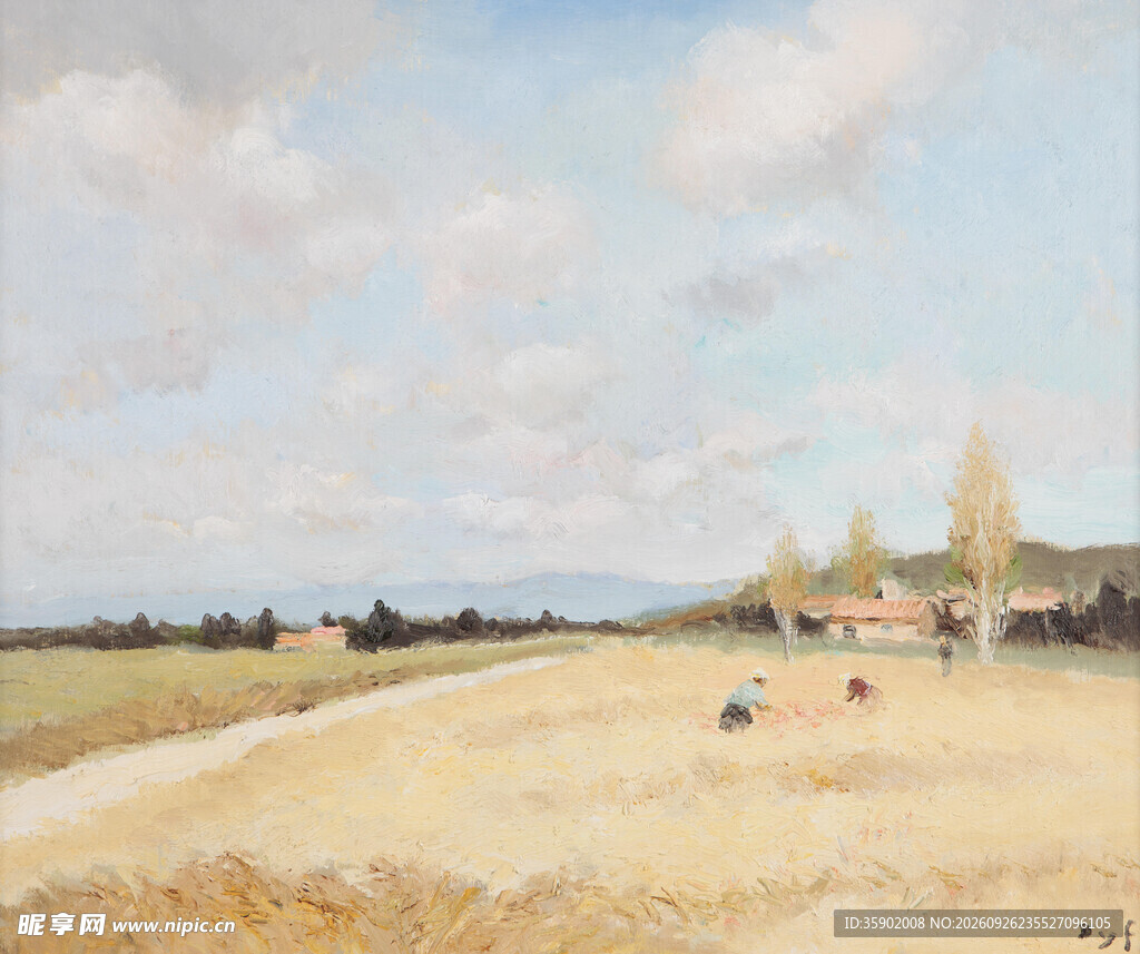 乡村田野风景油画