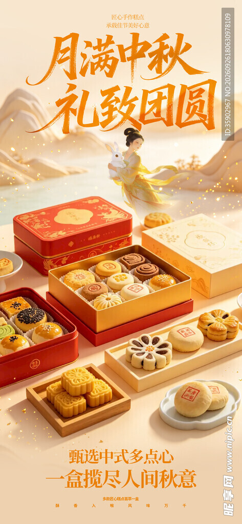 中秋月饼礼盒宣传海报