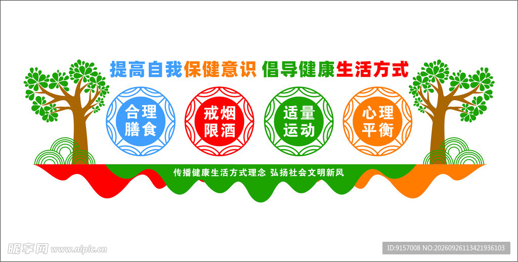 健康生活主题宣传墙